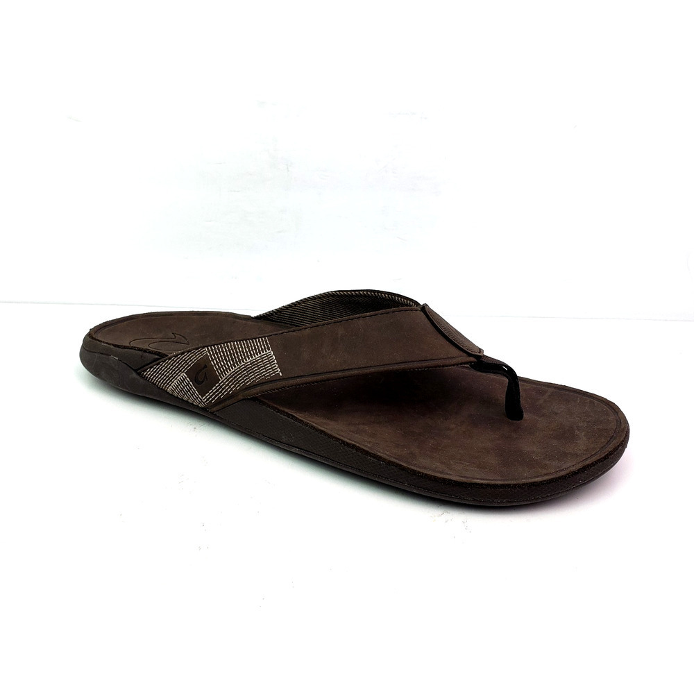 *AMPUTEE RIGHT SHOE ONLY*OluKai Tuahine Mens Size 14 Brown Leather Sandal